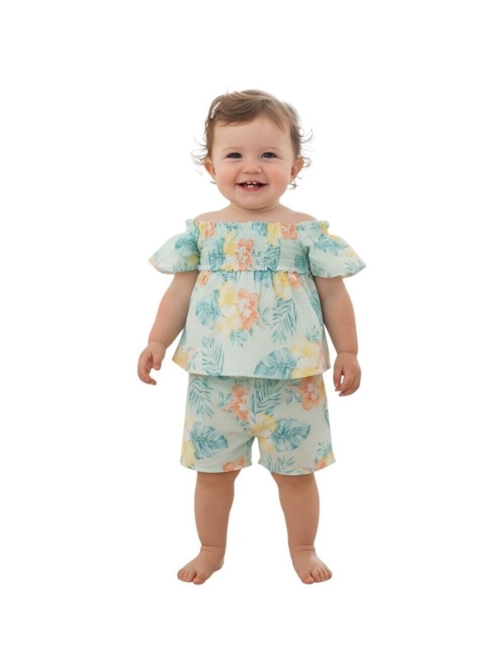 Janie and Jack Floral Tropical Shorts Set Size 12-18 Months